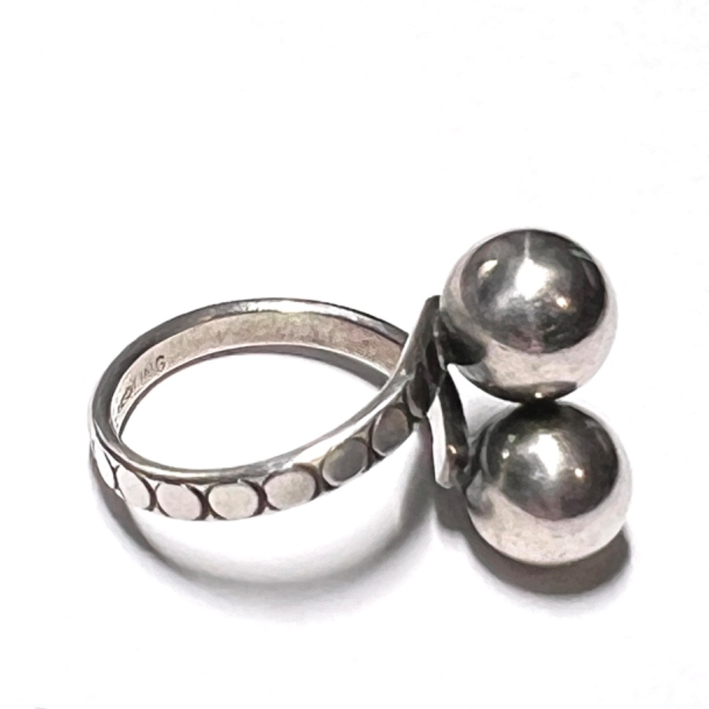 Mid-Century Vintage Sterling Silver Double Ball Ring  1940's - Picture 2 of 11